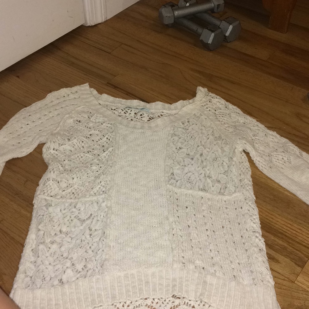 White knit sweater